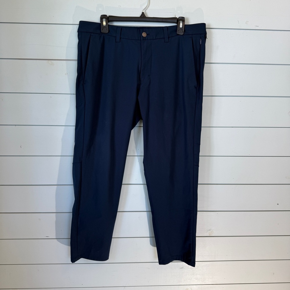 Lululemon navy‎ blue commission pant slim warpstreme 28" men's size 35